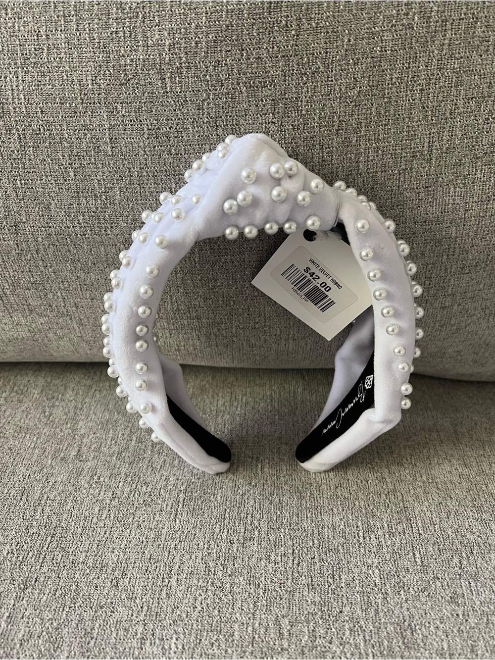 White Pearl-Embellished Knotted Headband Brianna Cannon new with tags